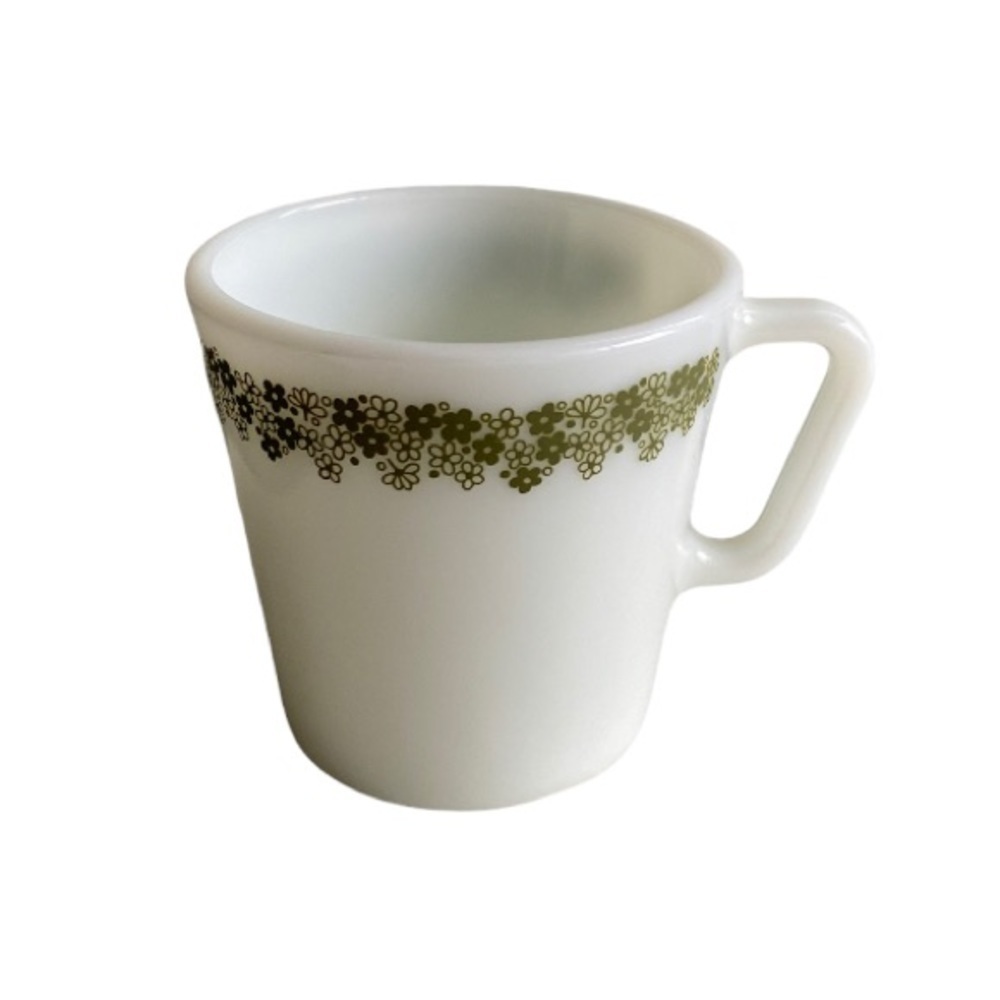 PYREX D Ring Handle Spring Blossom Mug, Good condition, White with green floral
